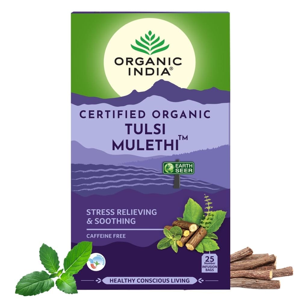 Organic India Tulsi Mulethi, 25 Tea Bags Flavour : Tulsi and Mulethi