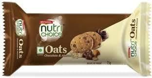Britannia Nutrichoice Oats Cookies - Chocolate & Almonds, Fibre Rich, Healthy Snack, 75 G