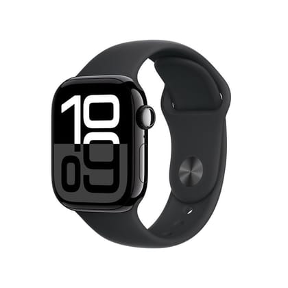 Apple Watch Series 10 GPS + Cellular 42mm Jet Black Aluminium Case with Black Sport Band