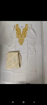 white n yellow kurti set