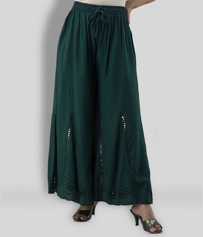 FABRR - Maroon Rayon Flared Women's Palazzos ( Pack of 1 )