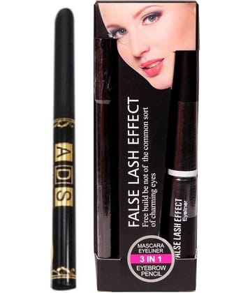 Lenon Beauty Gel Eyeliner, Eyebrow Pencil, Pencil Kajal Mascara Black Pack of 4