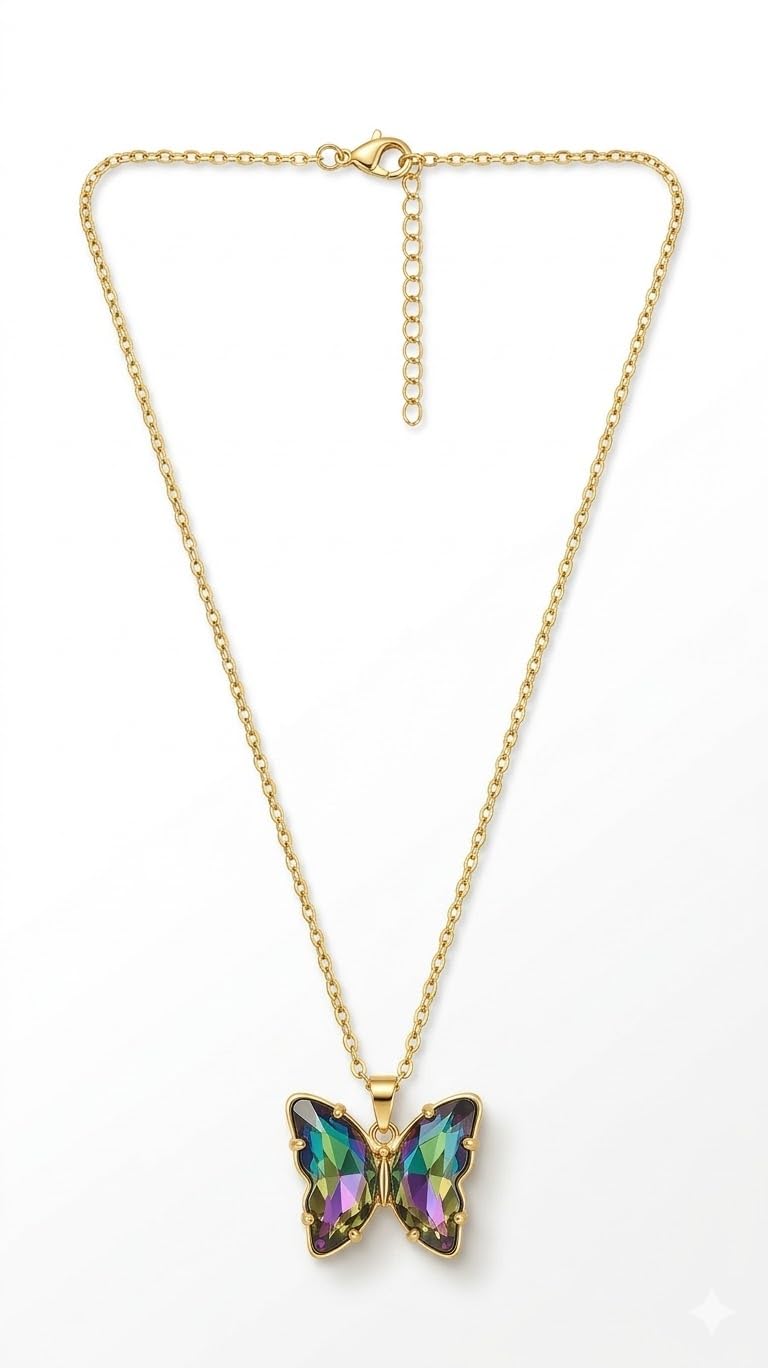 GemGleam - Crystal Pendant Chain Necklace, Hypoallergenic, Anti-Tarnish, Gift Gold Plated Chain with Locket for Women, Waterproof - Anti-Tarnish, Skin Friendly, Lightweight - Gift for Wife, Girlfriend, Friend (Dolphin Heart)