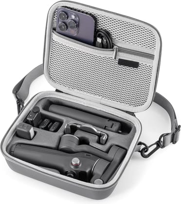 LEQTRONIQ Osmo Mobile 7P/8 Case, Portable PU Shoulder Bag for DJI OM 7 Pro/OM8 Gimbal Stabilizer Travel Case (Gimbal not Included) Grey / OM7/7P