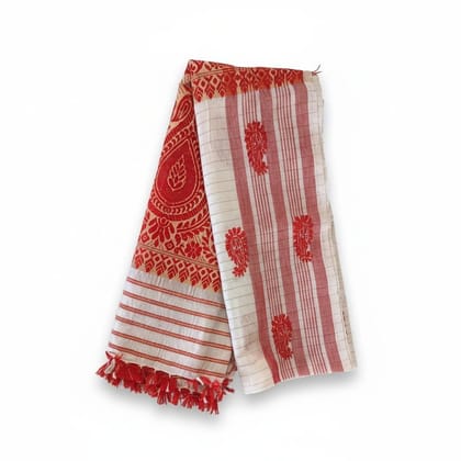 Traditional Red and White Paisley Dupatta