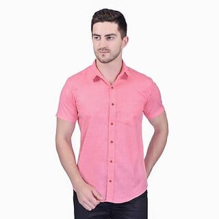 PrintCulture Men Solid Casual Pink Shirt