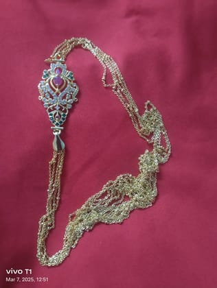 CZ 5 Line Chandraharam Necklace with Locket