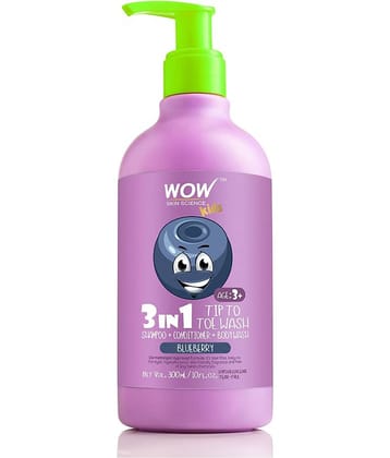 WOW Skin Science Kids 3 in 1 Tip to Toe Wash - Blueberry - 300 mL
