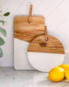 Handicraft Exim Wooden & White Resin Cutting Board Set (Pack of 2) | Modern Kitchen Decor | Food Prep & Serving Handicraft Exim Wooden & White Resin Cutting Board Set (Pack of 2) | Modern Kitchen Decor | Food Prep & Serving