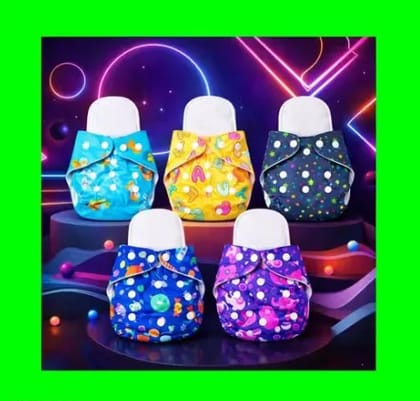 SoftNest Colorful Cloth Diaper Pack of 5 for Babies with Adjustable Fit Leak Resistant Layers Breathable Material Eco Friendly Reusable Comfort