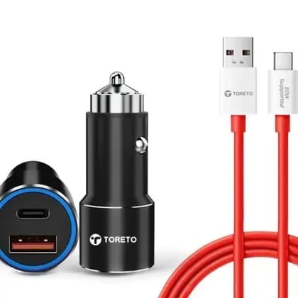 Toreto 125W Fast Car Charger|45W PPS PD Type C Port and 80W Type A Port