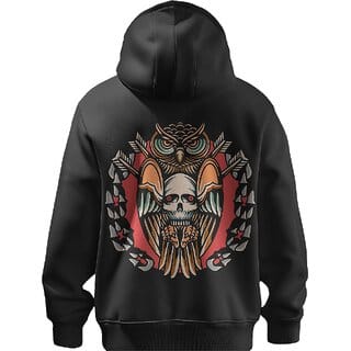 BULL CLOTHING Unique Designer Owl Pullover Black Hoodie Statement-Making Streetwear, Ideal for Fashion-Forward Men BULL CLOTHING Unique Designer Owl Pullover Black Hoodie Statement-Making Streetwear, Ideal for Fashion-Forward Men