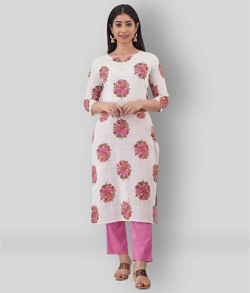 FABRR - White Straight Cotton Women's Stitched Salwar Suit ( Pack of 1 )