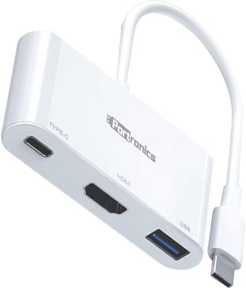 Portronics C-Konnect:USB-C Multiport Adapter ,White (POR 1041)
