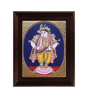 Vittoba Krishna Traditional Tanjore Painting By Authentic Handcrafted Method (Size 15x12)