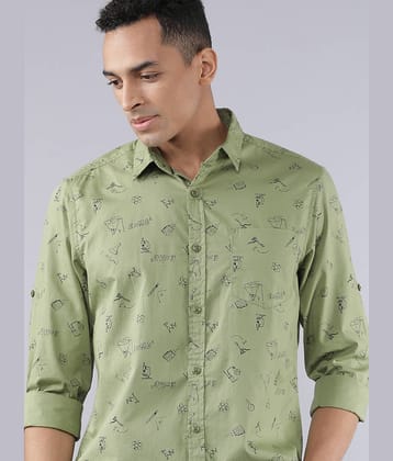 Locomotive 100% Cotton Slim Fit Printed Full Sleeves Men's Casual Shirt - Multicolor ( Pack of 1 )
