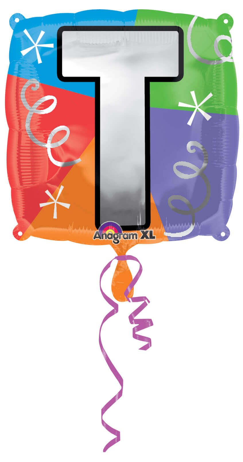 Letter T Quad Shaped Balloon - Helium Quality - 18 inches - 1PC