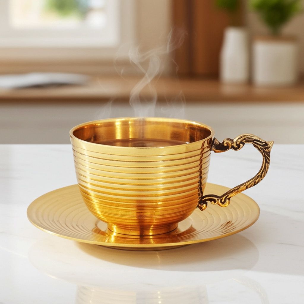 Brass Cup And Saucer Set (ZMAS272 C)