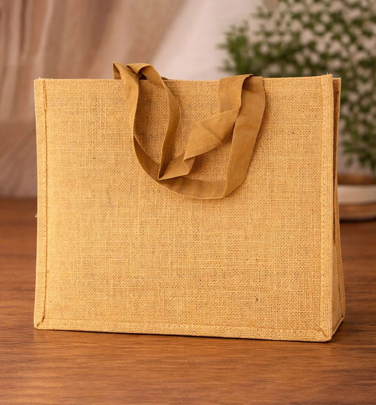 Handcrafted Traditional Jute Tote Bag – Beige color