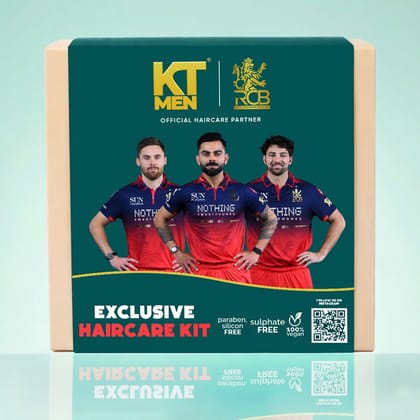KT Men RCB Exclusive Haircare Kit, Anti-Dandruff, Hair Growth & Anti-Grey Solution (5 Products) 