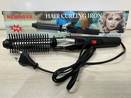 2-in-1 Electric Hair Curling Iron & Roller with Brush Attachment