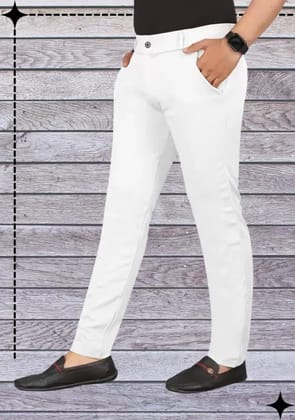 Mens Lycra Stretch Casual Pants Slim Fit Comfortable Trousers
