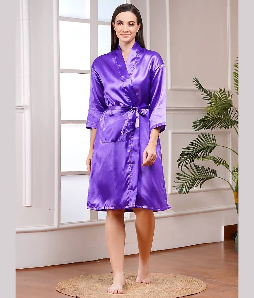 Poorak Purple Free Size Bathrobe ( Pack of 1 )