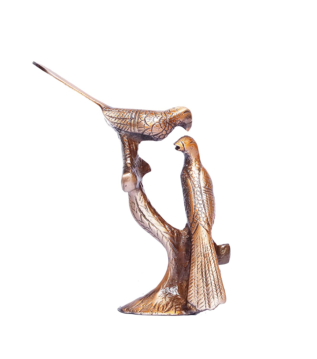 DreamKraft Kissing Love Birds Couple Sitting on Tree Branch for Home Decor, Showpiece Figurines (Copper Color, 13x5x17 cm)
