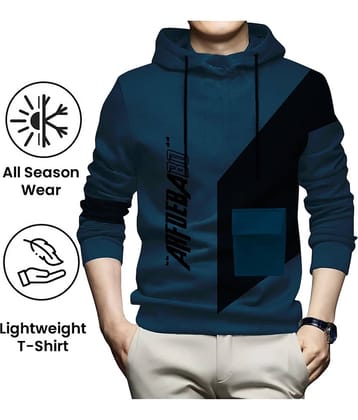 AUSK Hooded T-Shirt for Men - Cotton Blend ( Teal Blue, Pack of 1)