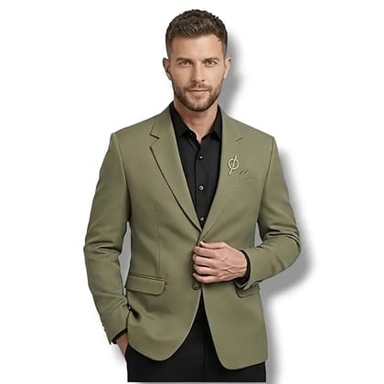 Men's Slim Fit Blazer, Olive Green, Polyester Blend, Notch Lapel, Two-Button Formal Suit Jacket Men's Slim Fit Blazer, Olive Green, Polyester Blend, Notch Lapel, Two-Button Formal Suit Jacket