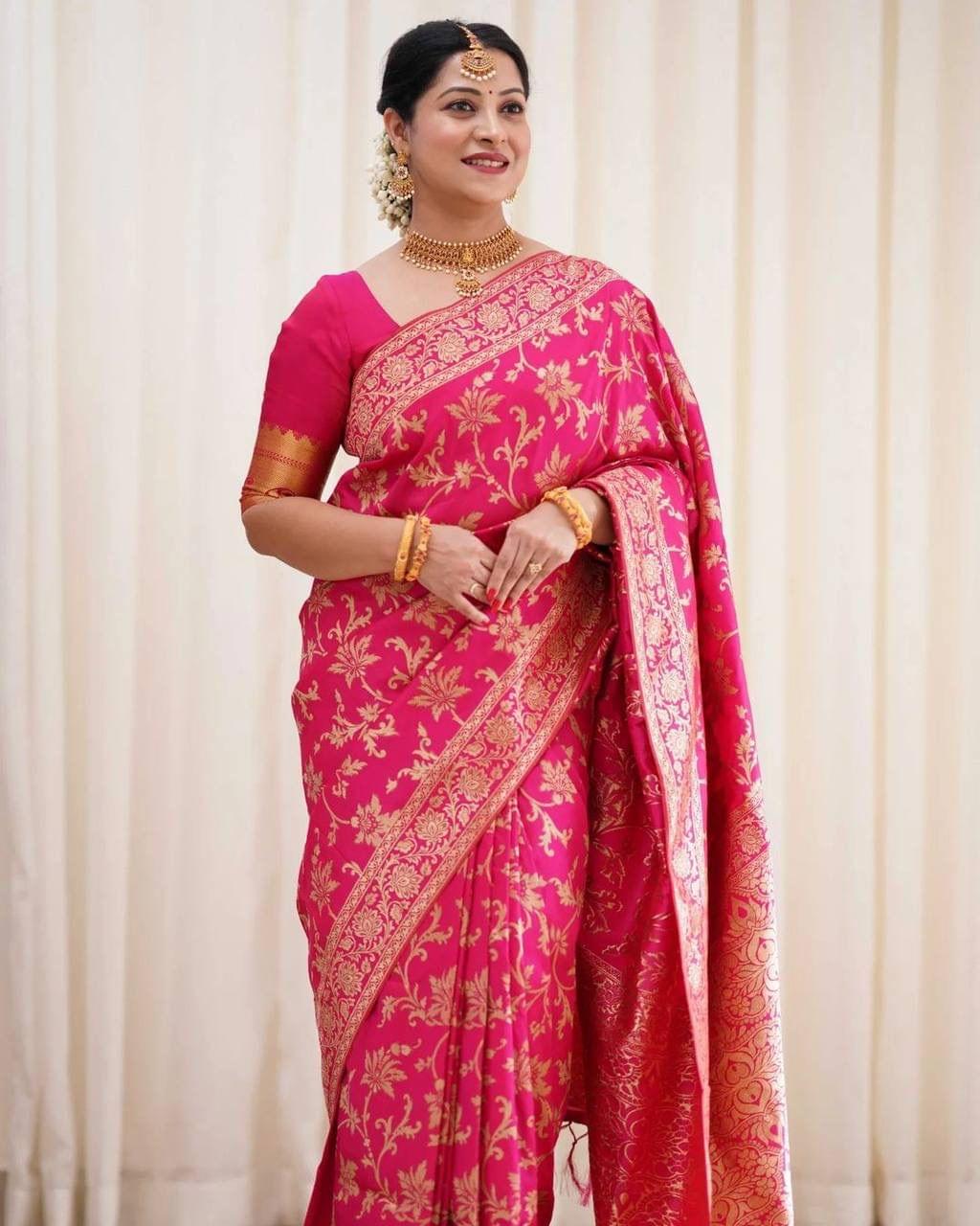 Zari Work Silk Saree With Blouse Piece