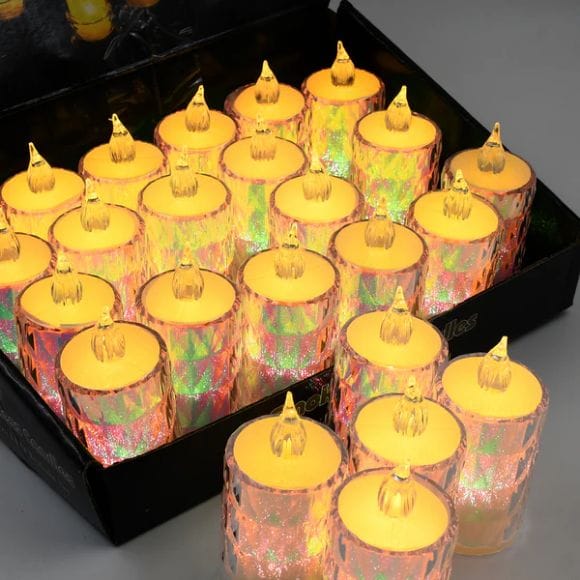 24 Pcs Flameless and Smokeless Decorative Melting Candles LED Tea Light, Diwali