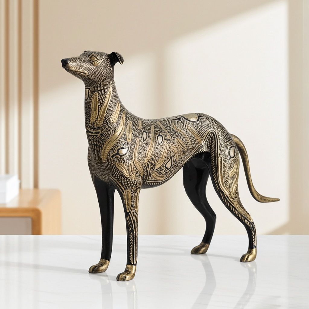 Brass Showpiece Dog Statue (ANMAS047 C)
