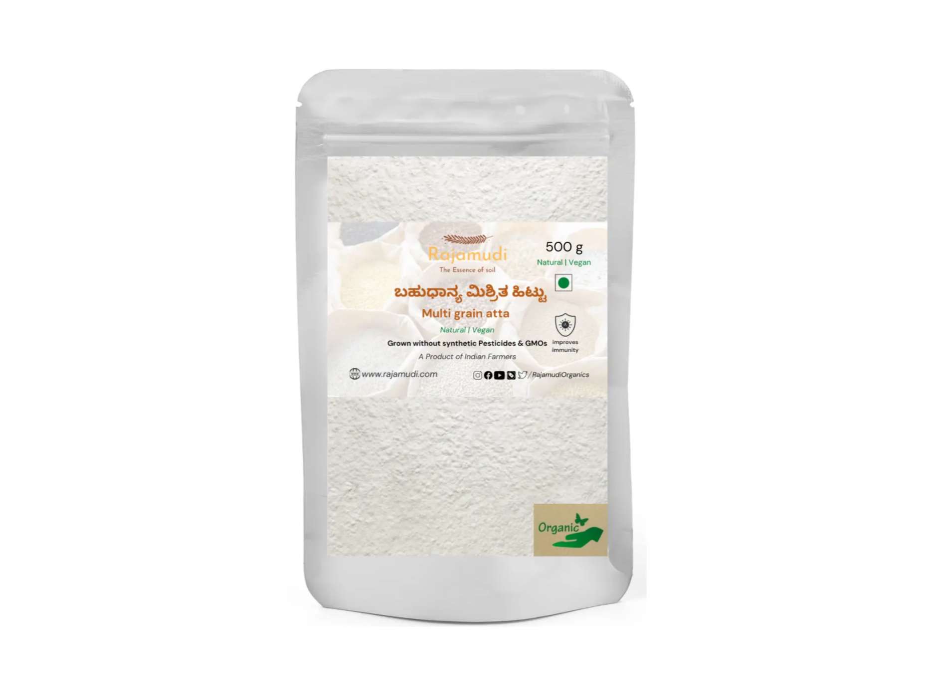 Rajamudi Organics Organic Multigrain Atta with 12 grains - 500 Gram
