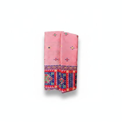 Traditional Pink Saree with Geometric Border