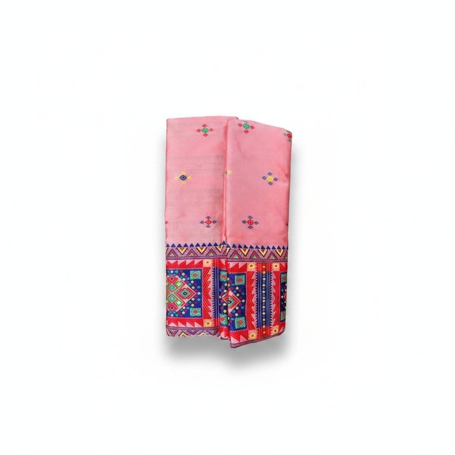 Traditional Pink Saree with Geometric Border