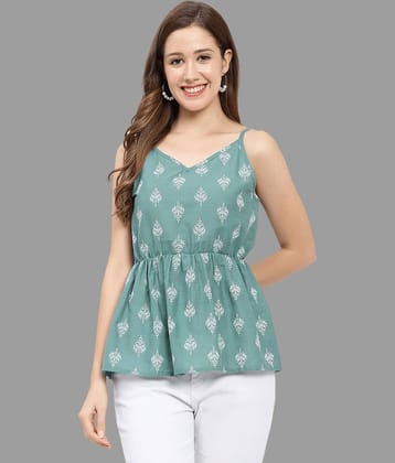 GALWIZ Women's Cotton A-Line Top ( Green )