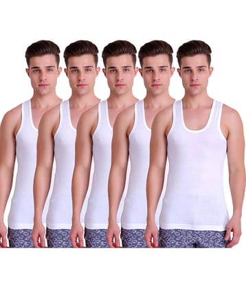 TT Pack of 5 Cotton Sleeveless Vest For Men ( White )