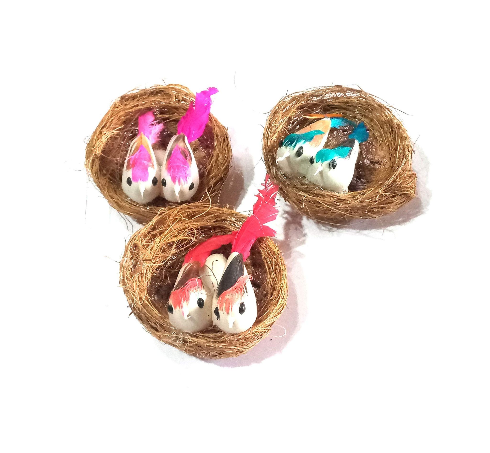 Nawani Small 3 Pic Coir Craft Table Decor Hanging Bird Nest,Size- 7/7 cm