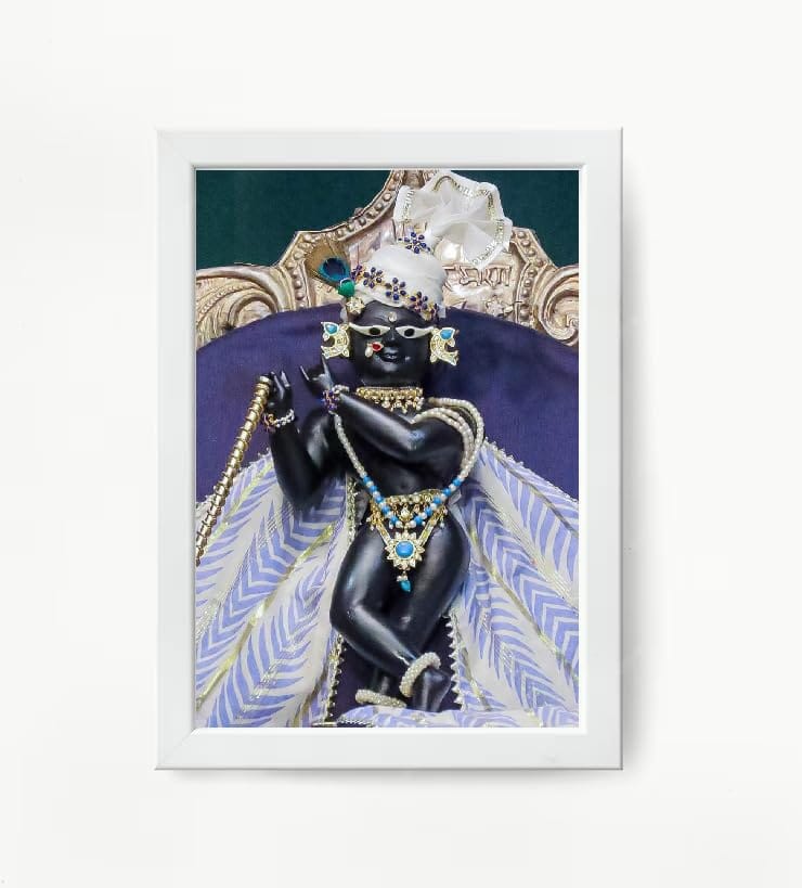 NOKKES Radha Raman Ji Vrindavan Radha Raman Thakur Ji White Photo Frames Religious Photo frame 5X7 Inch Photo Frame_QWW69