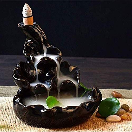 CRAFTAM Polyresin Dropping Smoke Backflow Fountain Cone Incense Holder Showpiece Figurine with Free 10 Back Flow