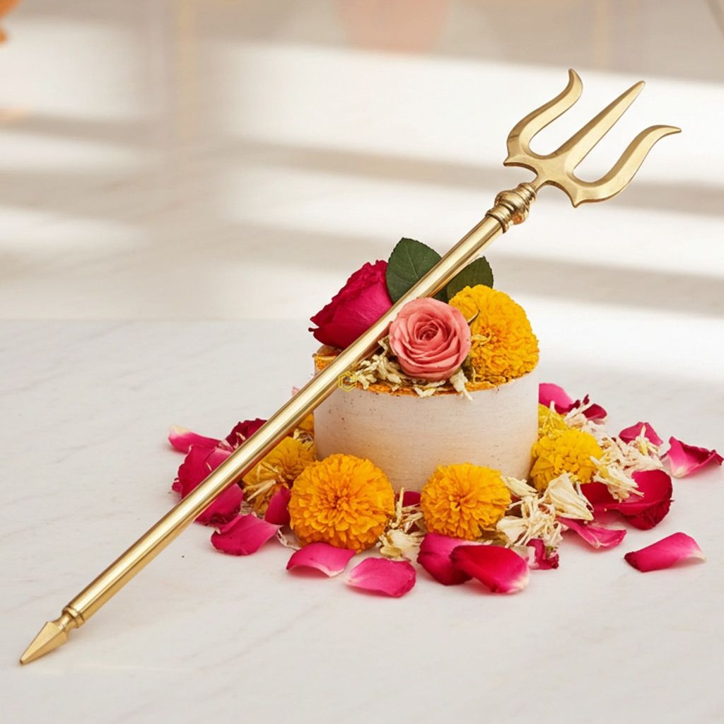Brass Trishul, Height : 47.5 Inch (ZMAS138 H)