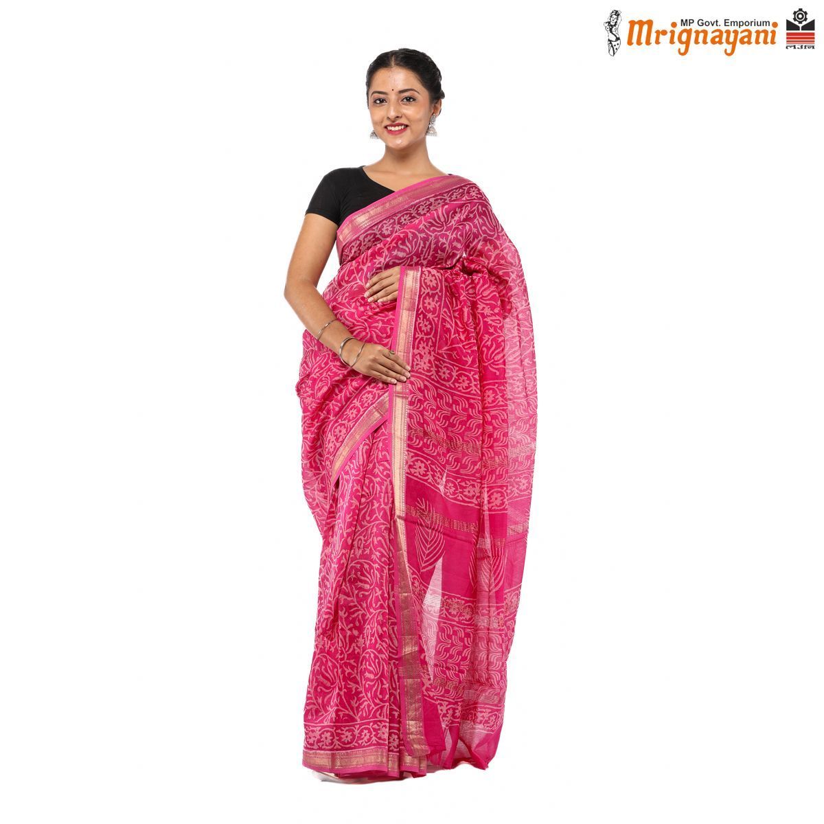HANDLOOM MAHESHWARI SILK SAREE WITH BLOUSE (SKU - 3I0102170522, SAREE-1050)