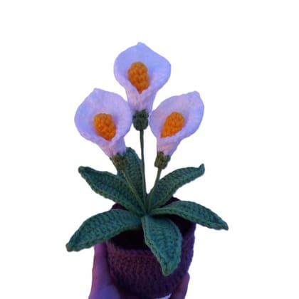 HANDMADE CROCHETED CALLA LILY POTTED PLANT