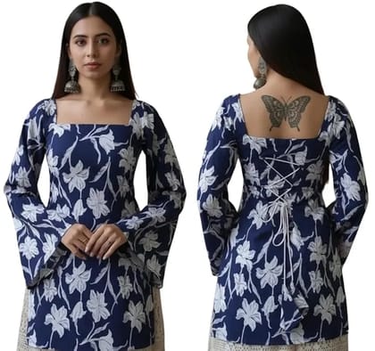 Women Pure Cotton Floral Printed Short Kurti