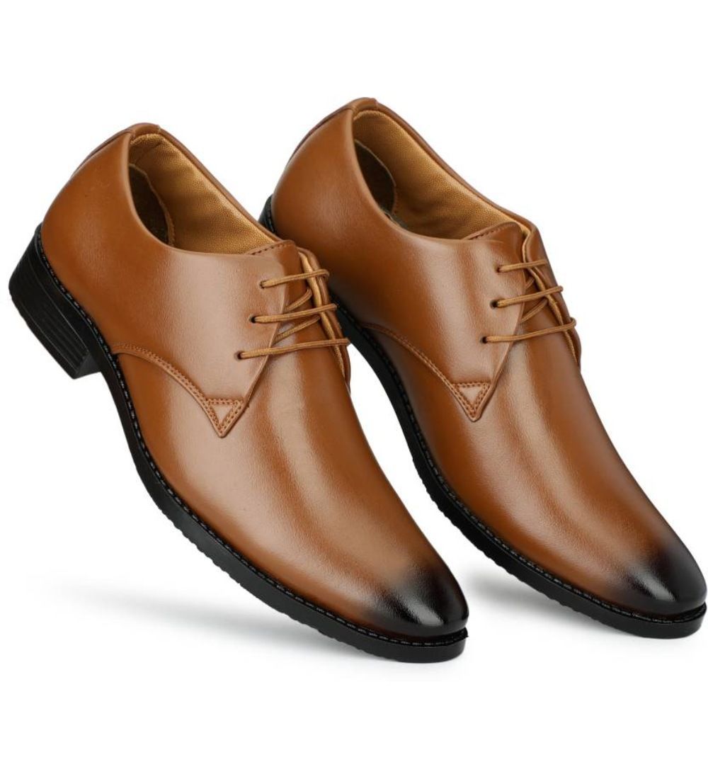 Mens Faux Leather Formal Shoes Size 10 (Tan)
