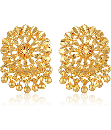 VIVASTRI Golden Stud Earrings ( Pack of 1 )
