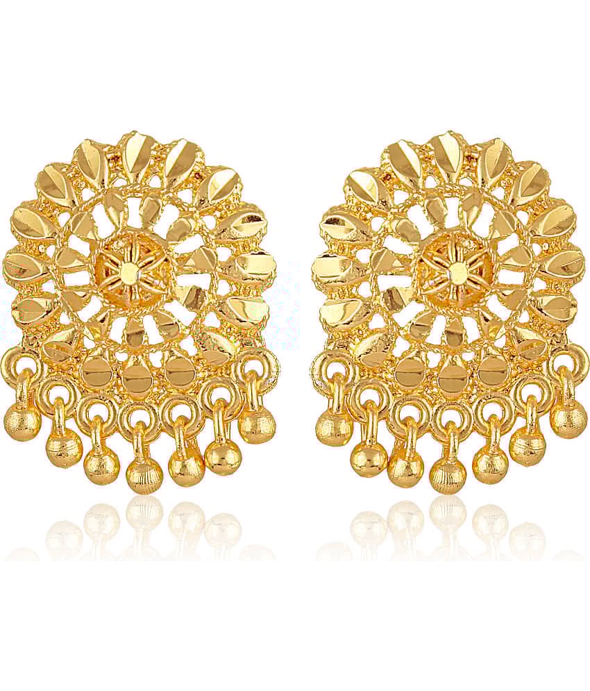 VIVASTRI Golden Stud Earrings ( Pack of 1 )
