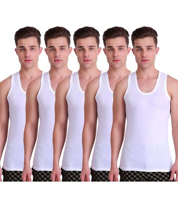 TT Pack of 5 Cotton Sleeveless Vest For Men ( White )