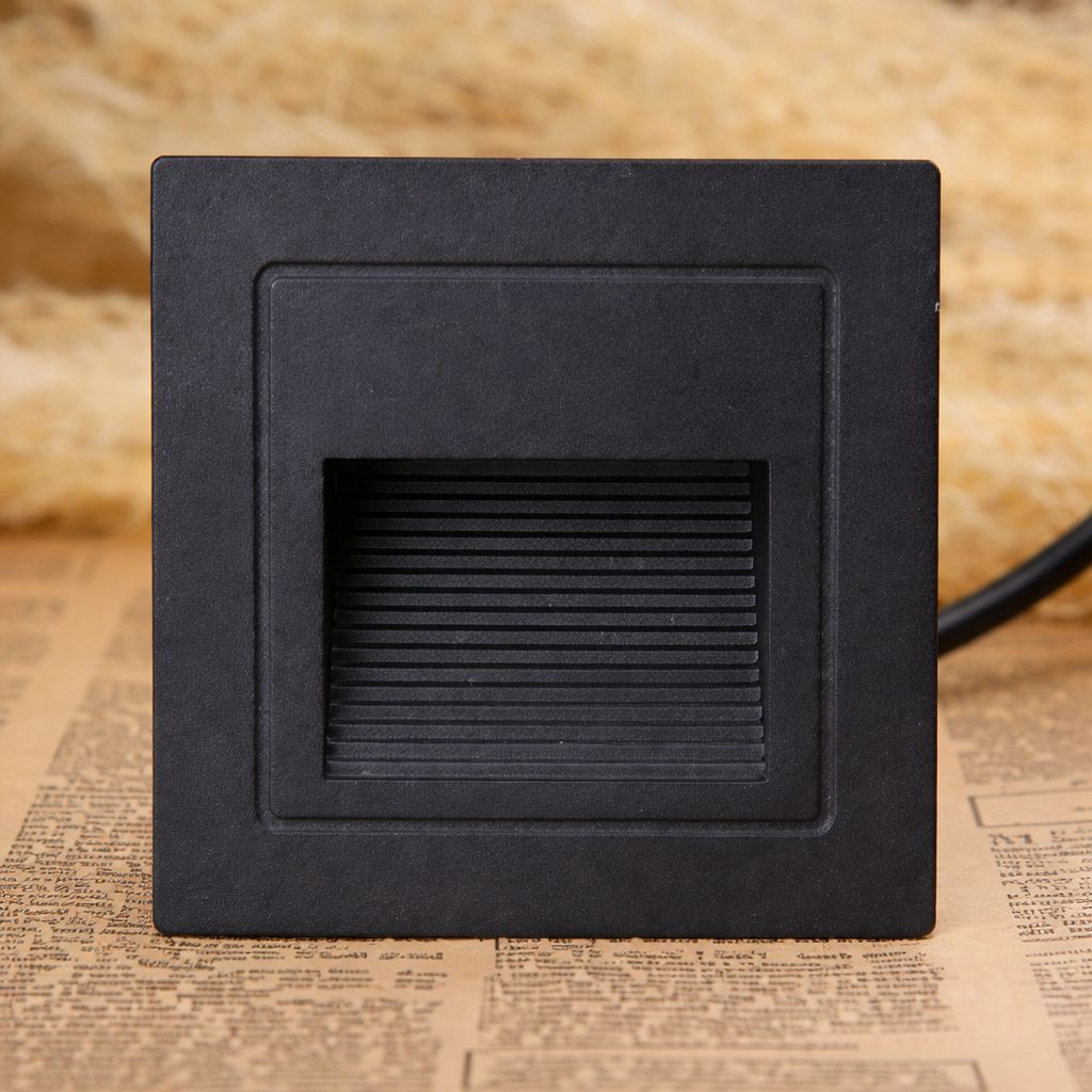 SPARKWORLD LED Recessed Step Light Square | Outdoor & Indoor Wall Stair Light | Warm White | Black Finish | Colour: 5w_(WithoutSensor)